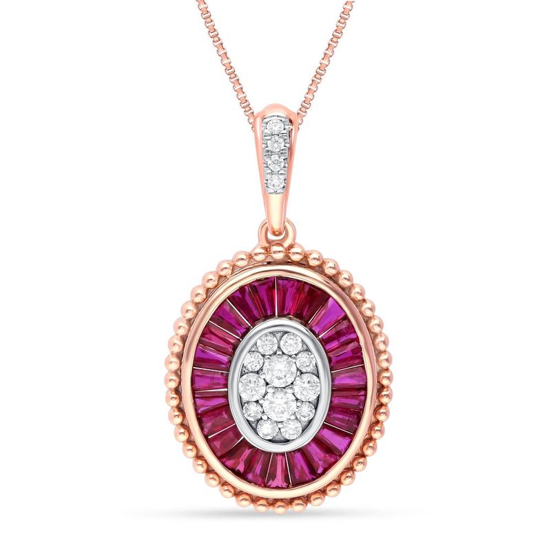14K 0.21Ct Diamond Ruby Pendant