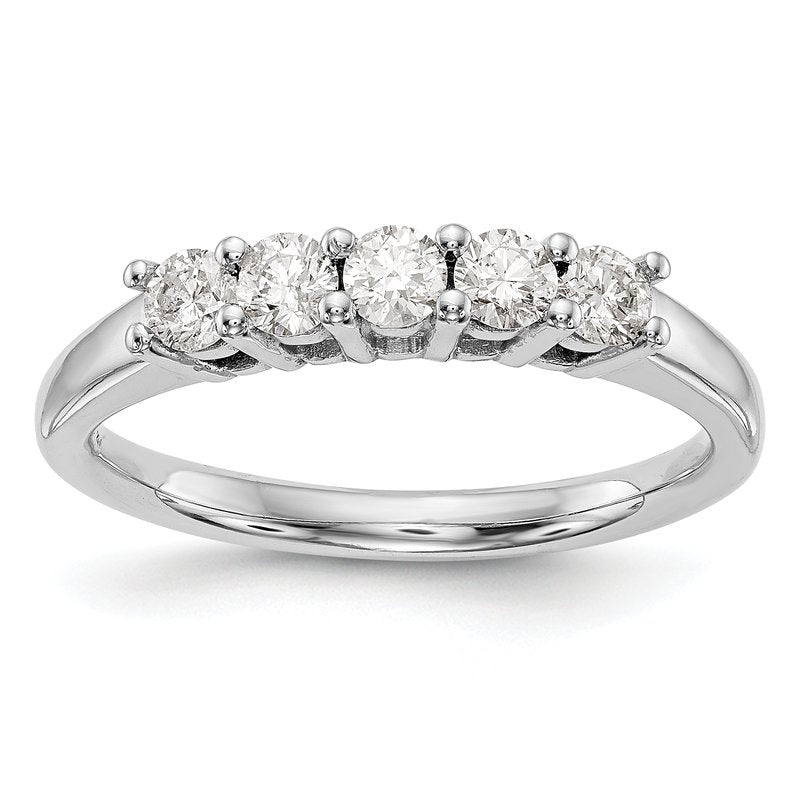 14K White Gold 1/2 carat Lab Grown Diamond VS/SI  D E F  5 Stone Ring