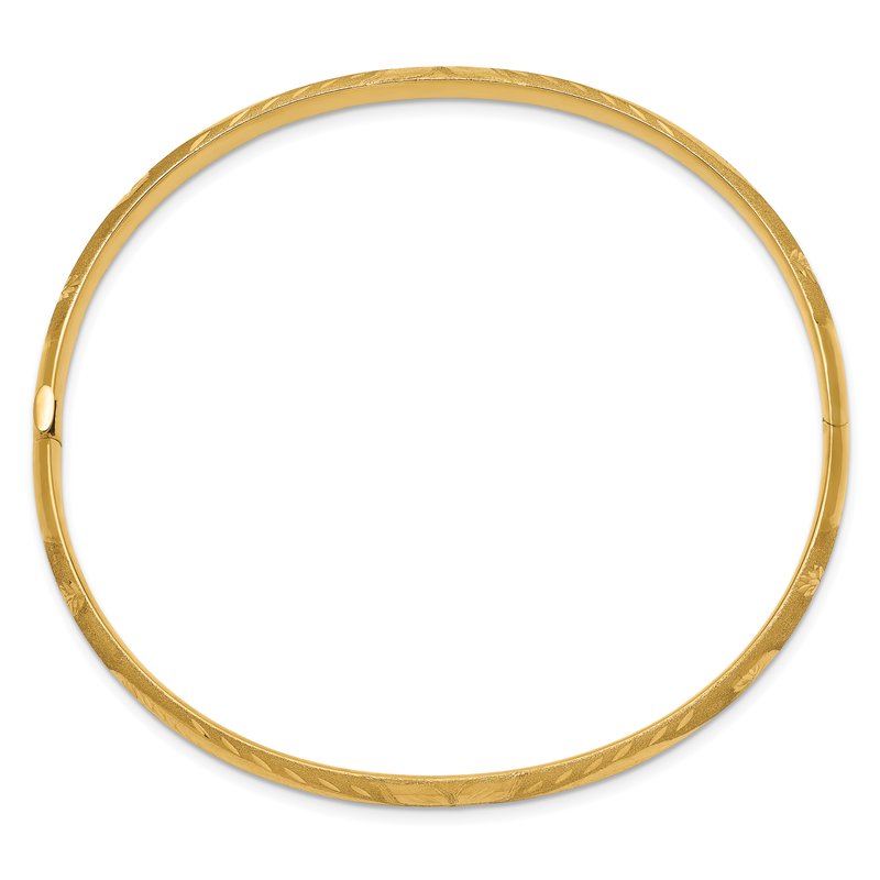 14k 3/16 Florentine Engraved 5.00mm Hinged Round Bangle Bracelet