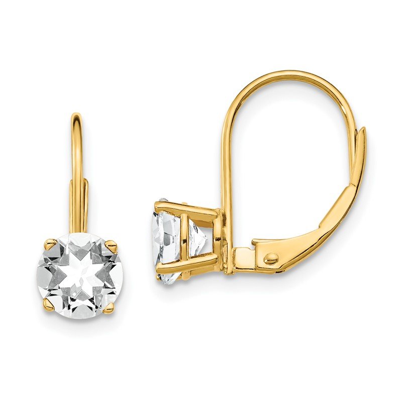 14k 6mm Round Cubic Zirconia Leverback Earrings