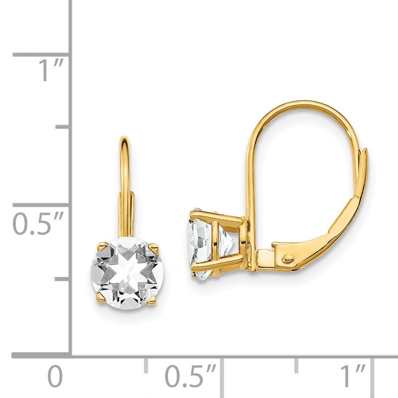 14k 6mm Round Cubic Zirconia Leverback Earrings