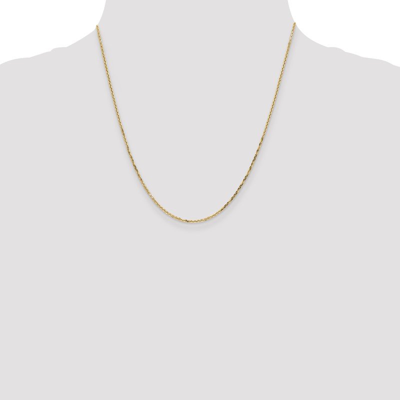 14K 26 inch 1.4mm Diamond-cut Round Open Link Cable with Lobster Clasp Chain