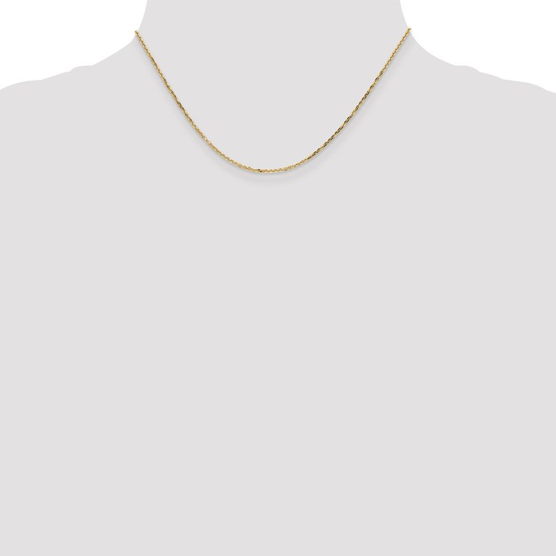 14K 26 inch 1.4mm Diamond-cut Round Open Link Cable with Lobster Clasp Chain