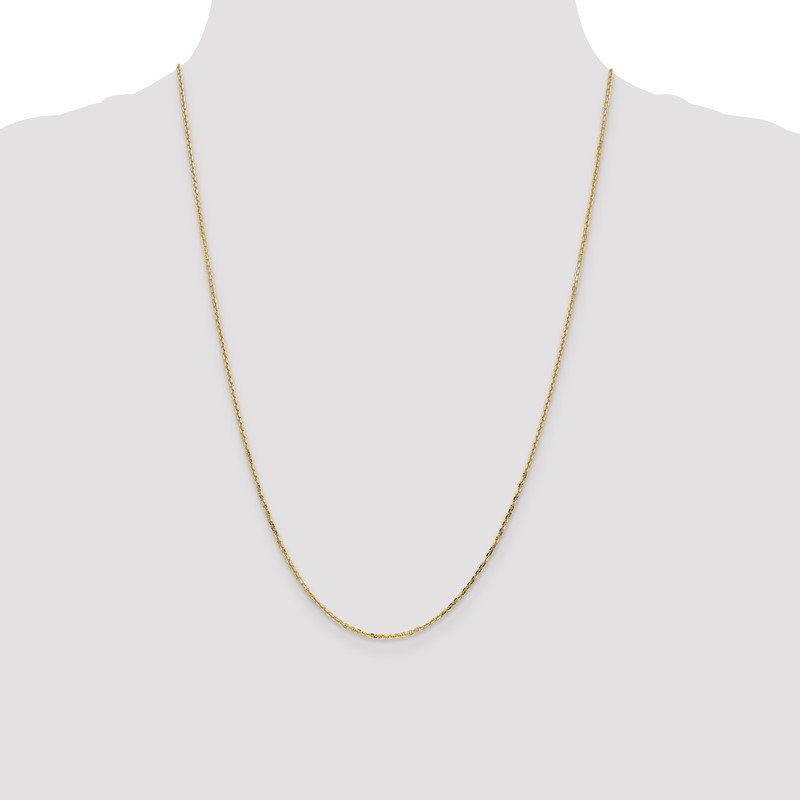 14K 26 inch 1.4mm Diamond-cut Round Open Link Cable with Lobster Clasp Chain