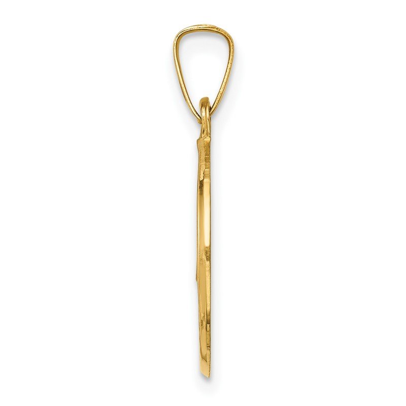 14k Polished and Satin Hollow Caridad Del Cobre Medal Round Pendant