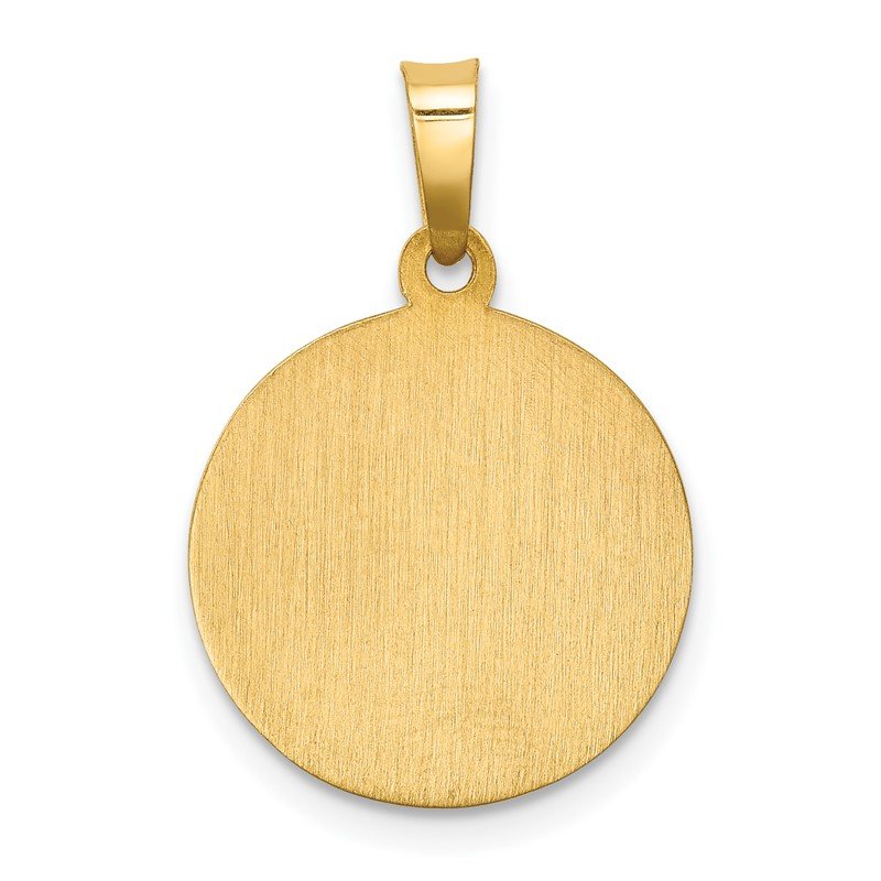 14k Polished and Satin Hollow Caridad Del Cobre Medal Round Pendant