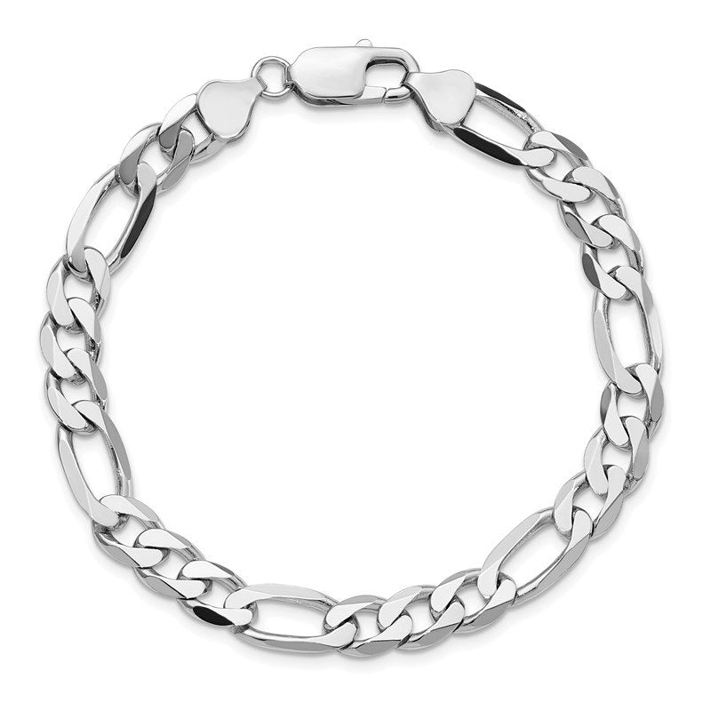 14K White Gold 20 inch 7.5mm Flat Figaro with Lobster Clasp Chain