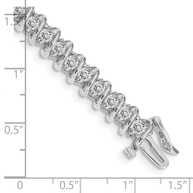 14k White Gold Complete 3.72 carat Round AA Diamond Fancy Spiral 7 inch Tennis Bracelet