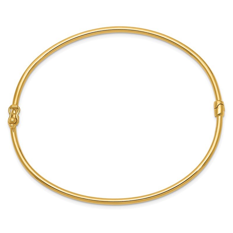 14K Polished 2.00mm Hinged Oval Bangle Bracelet