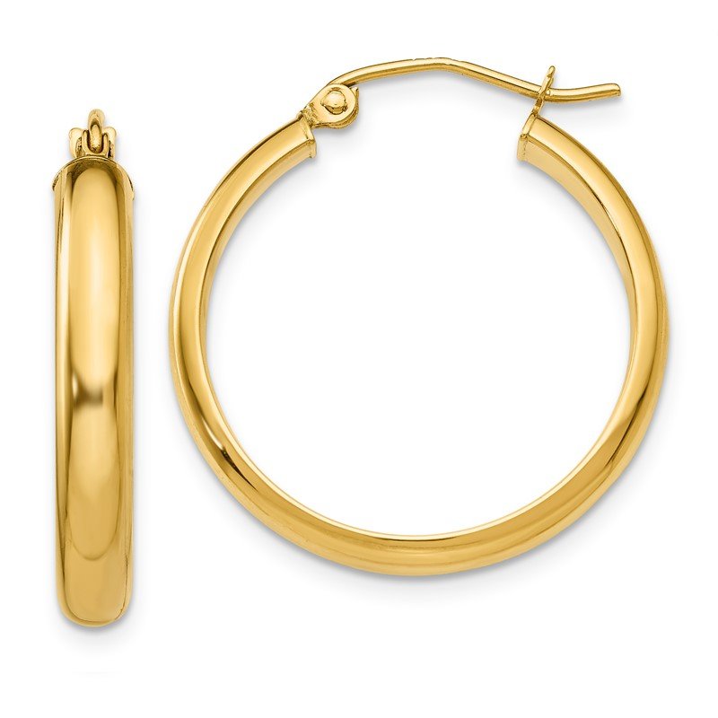 14k Round Tube Hoop Earrings