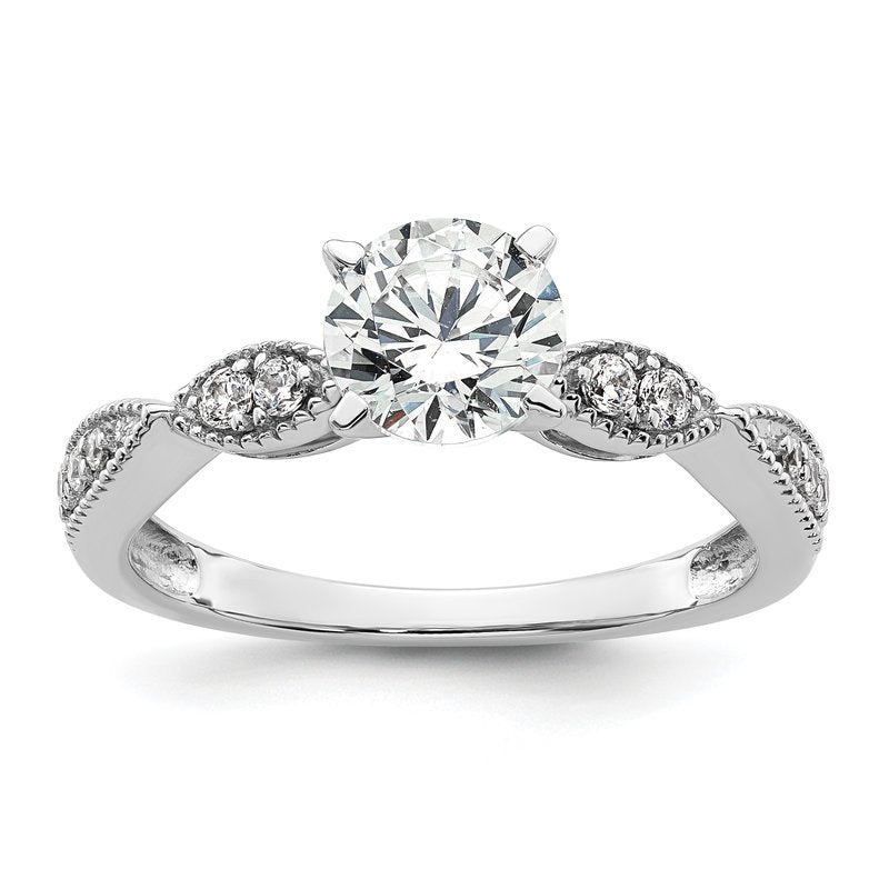 14K White Gold 1/6 carat Lab Grown Diamond VS+ F+ Semi-Mount Round Engagement Ring