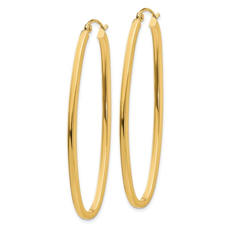 14k 2mm Large Oval Hoop Earrings