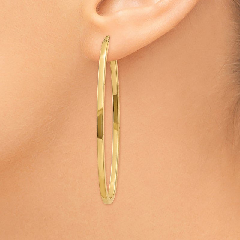 14k 2mm Large Oval Hoop Earrings