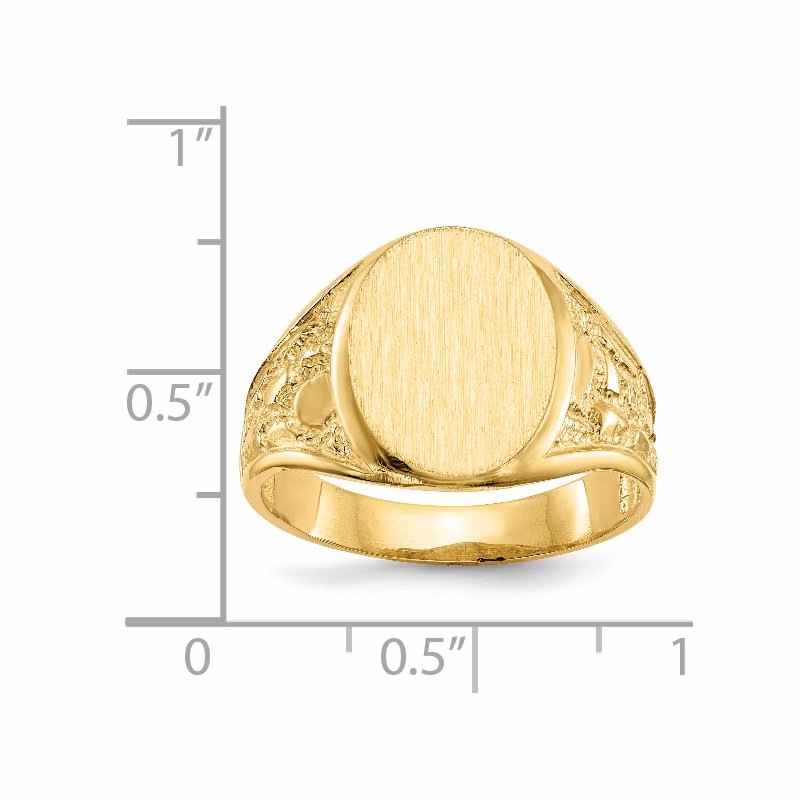 14k 11.5x15.0mm Open Back Mens Signet Ring