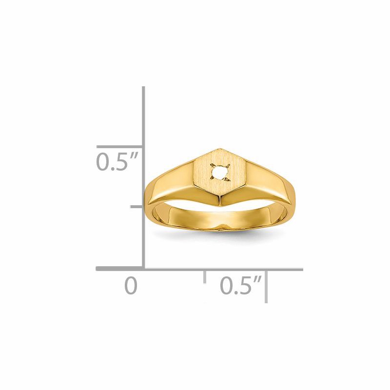 14k Child's AA Diamond Open Back Signet Ring
