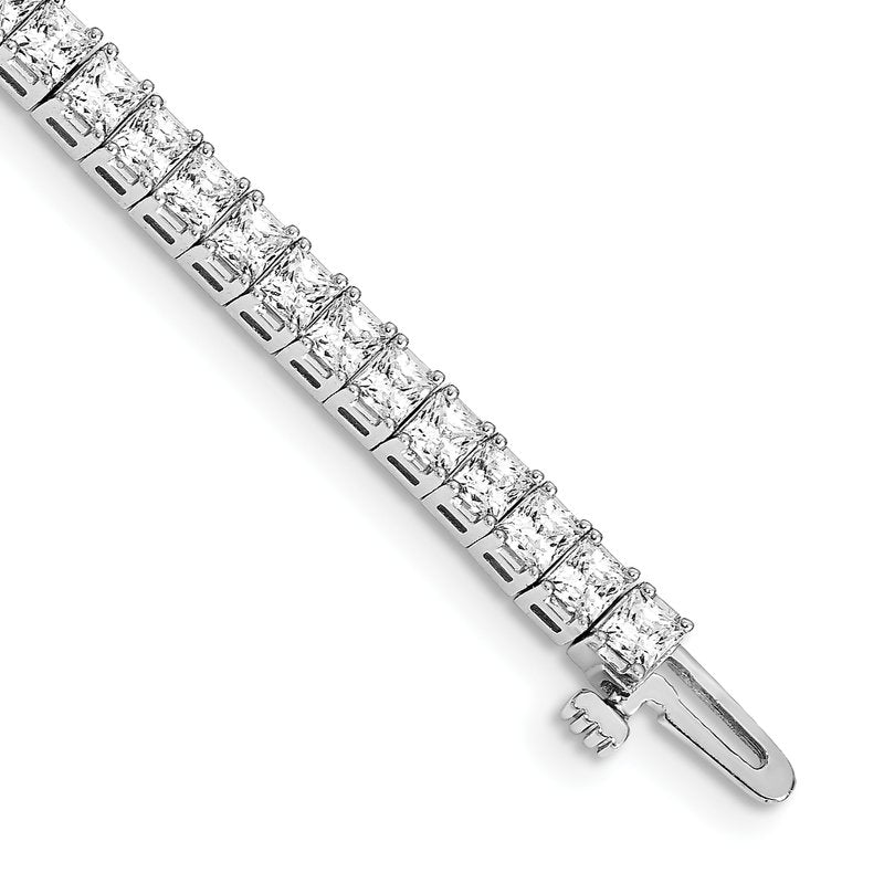 14k White Gold Complete 6.6 carat Princess VS Diamond 4-prong 7 inch Tennis Bracelet