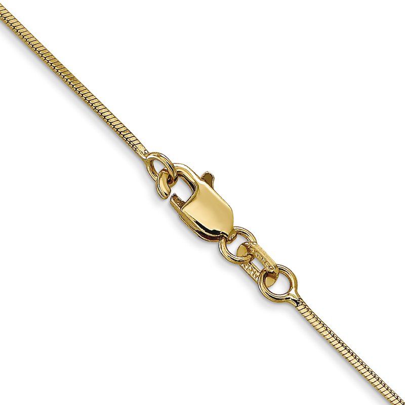 14K 10 inch .8mm Octagonal Snake with Lobster Clasp Anklet