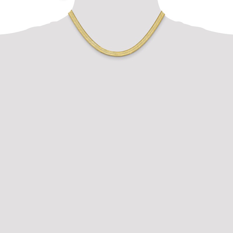 14K 16 inch 6.5mm Silky Herringbone with Lobster Clasp Chain