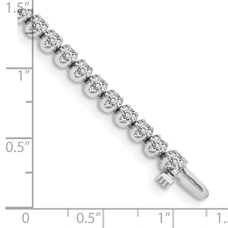 14k White Gold Complete 3.15 carat AAA Diamond 4-prong 7 inch Tennis Bracelet