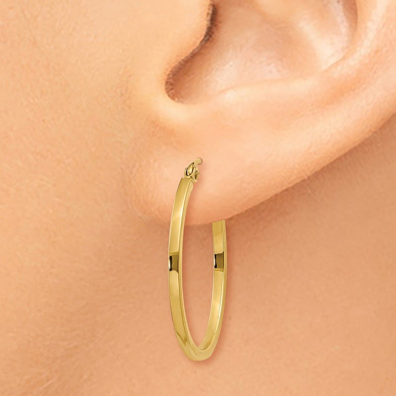 14k Lightweight Fancy Oval Hoop Earrings