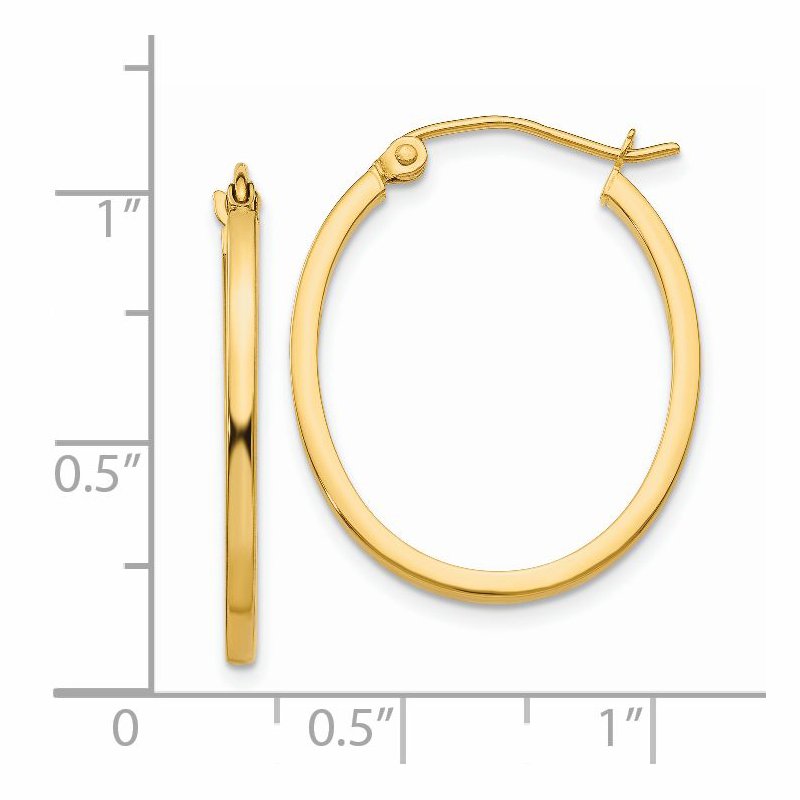14k Lightweight Fancy Oval Hoop Earrings