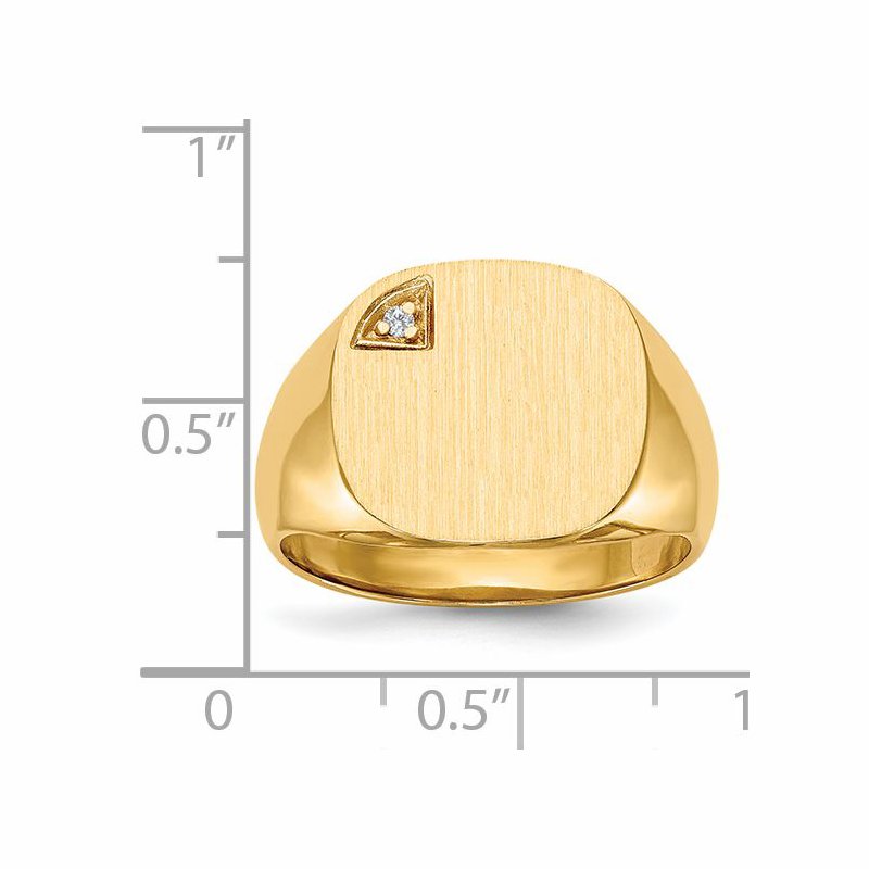 14k 15.0x15.0mm Closed Back AA Diamond Mens Signet Ring