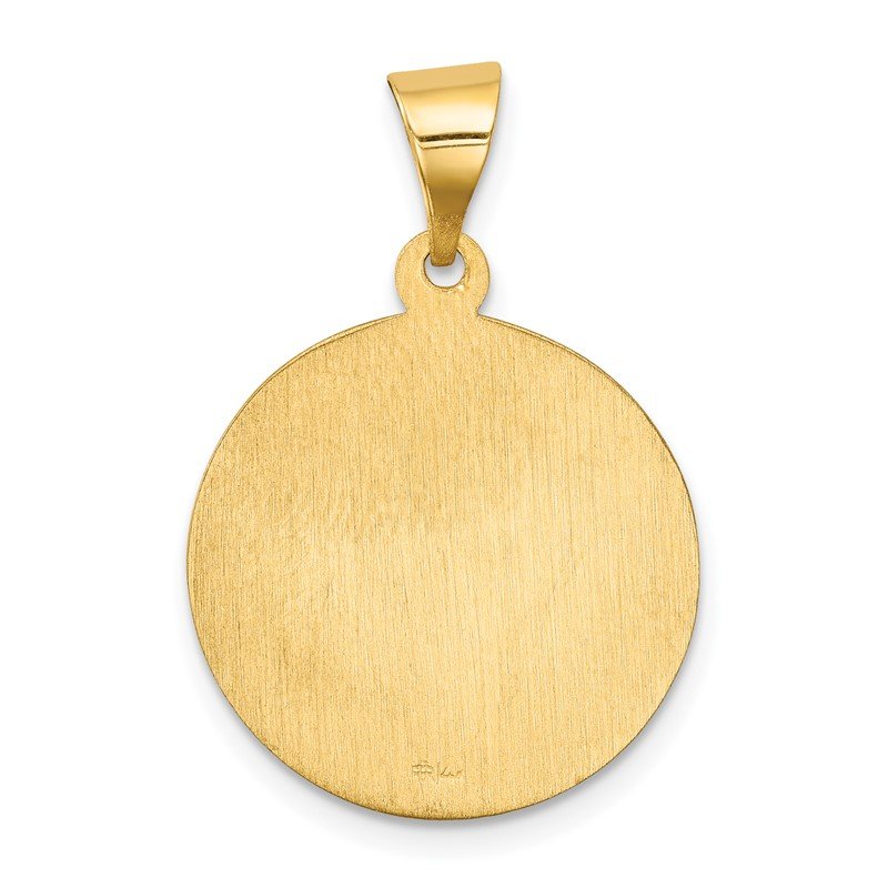 14k Polished and Satin Hollow Sacred Heart of Mary Medal Round Pendant