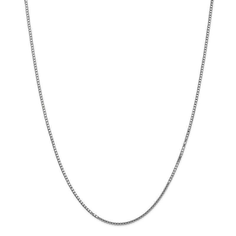 14K White Gold 26 inch 1.5mm Box with Lobster Clasp Chain