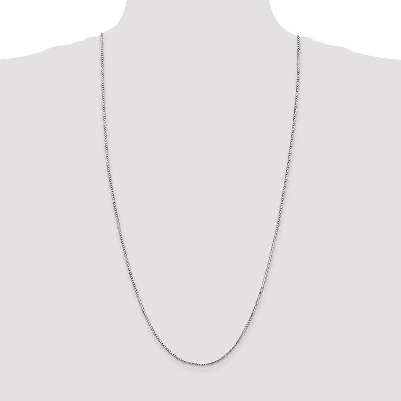 14K White Gold 26 inch 1.5mm Box with Lobster Clasp Chain