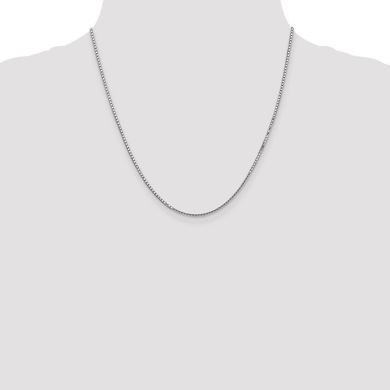 14K White Gold 26 inch 1.5mm Box with Lobster Clasp Chain