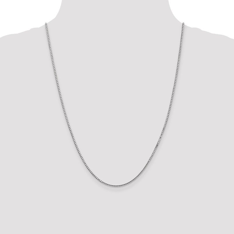14K White Gold 26 inch 1.5mm Box with Lobster Clasp Chain