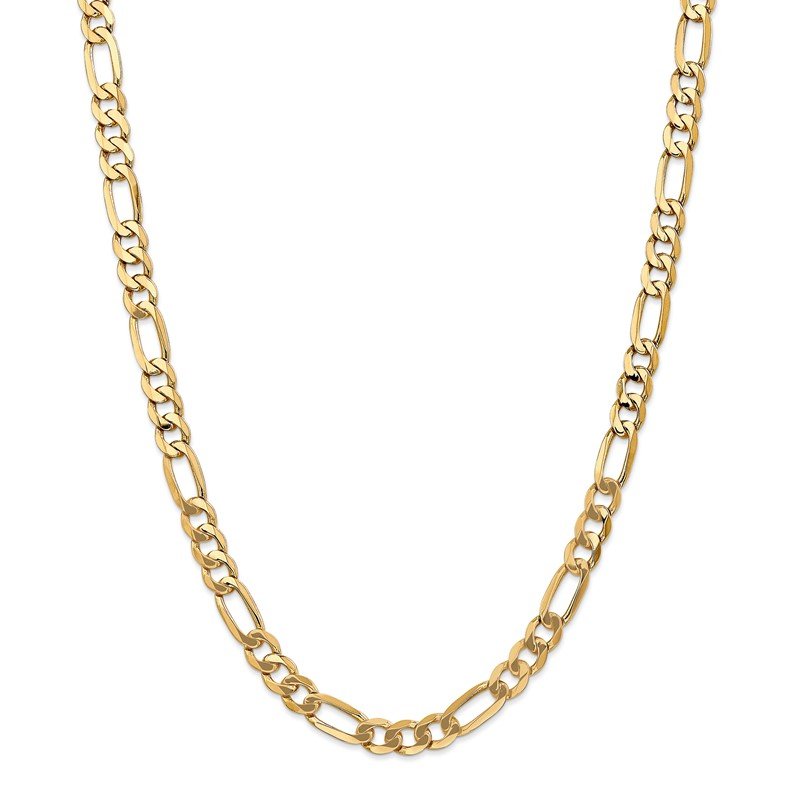 14K 26 inch 7mm Flat Figaro with Lobster Clasp Chain