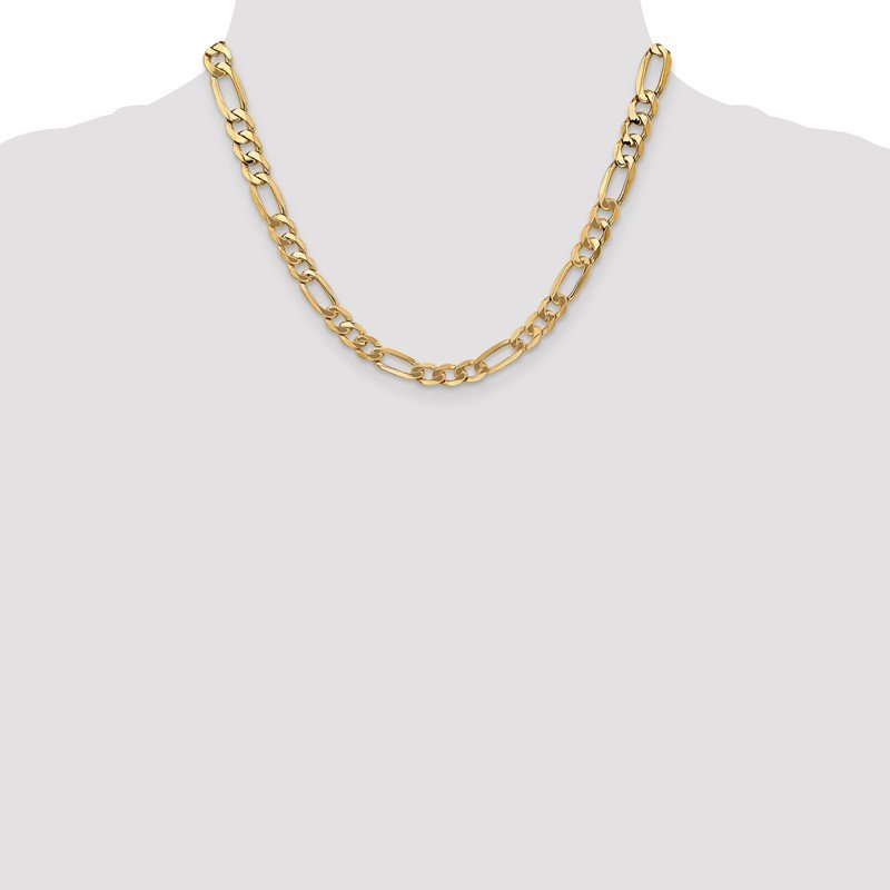 14K 26 inch 7mm Flat Figaro with Lobster Clasp Chain