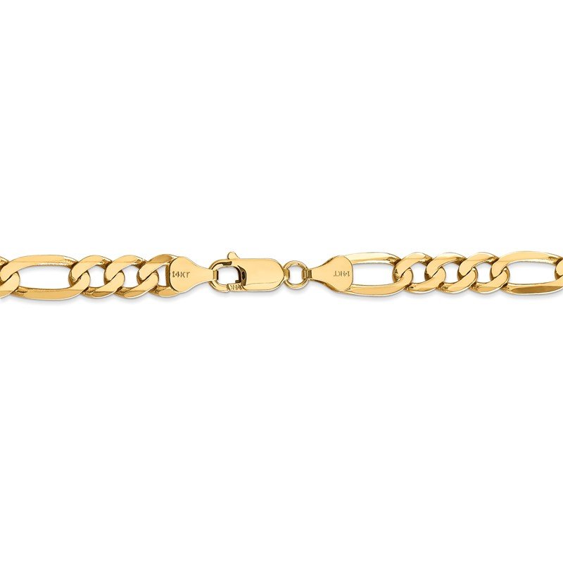 14K 26 inch 7mm Flat Figaro with Lobster Clasp Chain