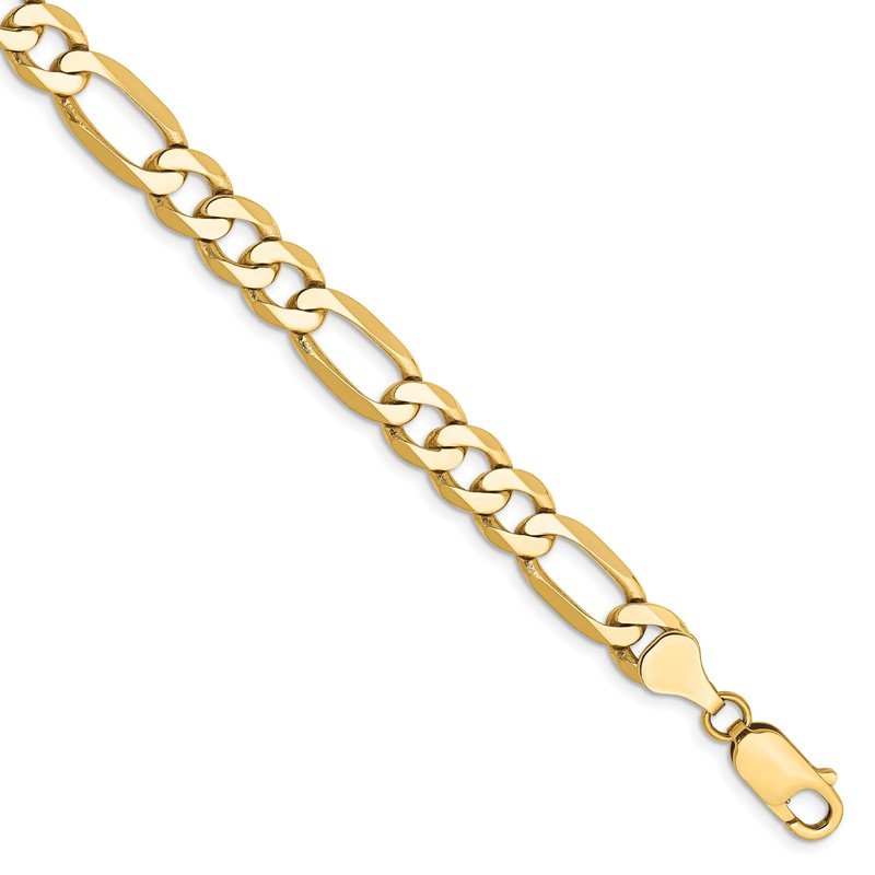 14K 26 inch 7mm Flat Figaro with Lobster Clasp Chain