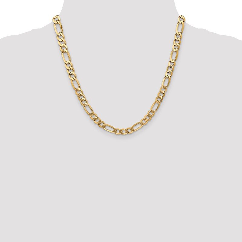 14K 26 inch 7mm Flat Figaro with Lobster Clasp Chain