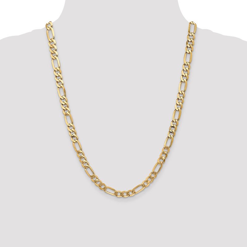 14K 26 inch 7mm Flat Figaro with Lobster Clasp Chain