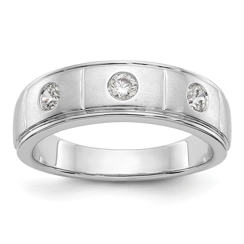 14K White Gold Men's 1/3 carat Lab Grown Diamond VS/SI  D E F  Band