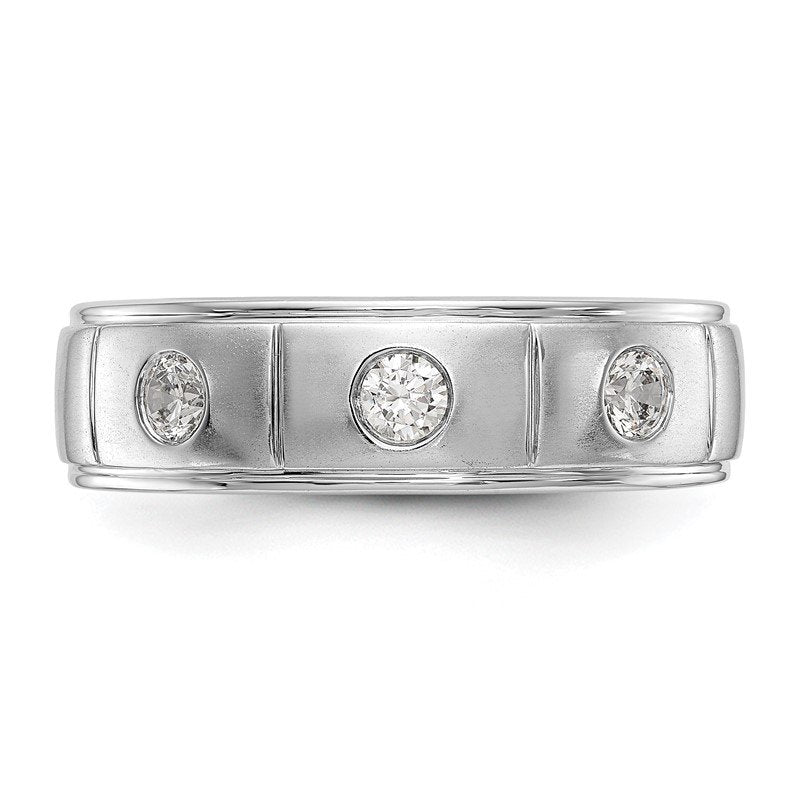 14K White Gold Men's 1/3 carat Lab Grown Diamond VS/SI  D E F  Band