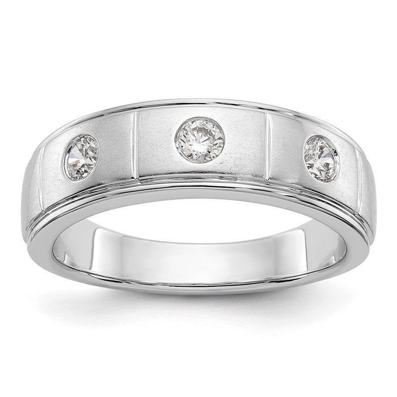 14K White Gold Men's 1/3 carat Lab Grown Diamond VS/SI  D E F  Band