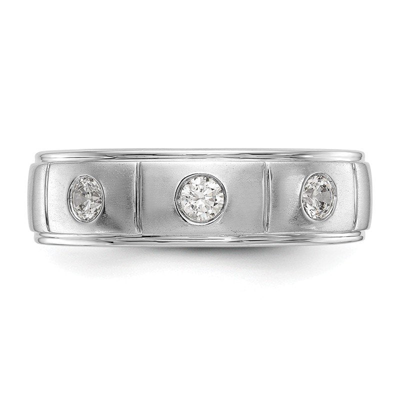14K White Gold Men's 1/3 carat Lab Grown Diamond VS/SI  D E F  Band
