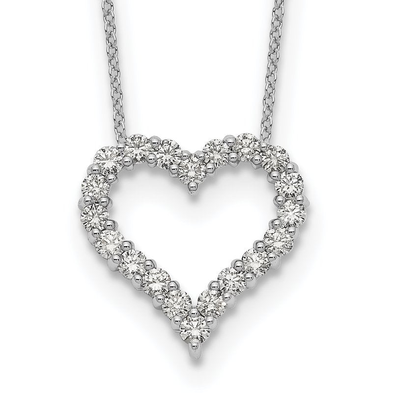 14k White Gold 1 carat Diamond Heart 18 inch Necklace