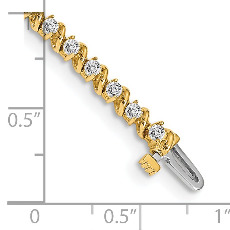 14k Complete 2 carat Round AAA Diamond Swirled 2-prong 7 inch Tennis Bracelet