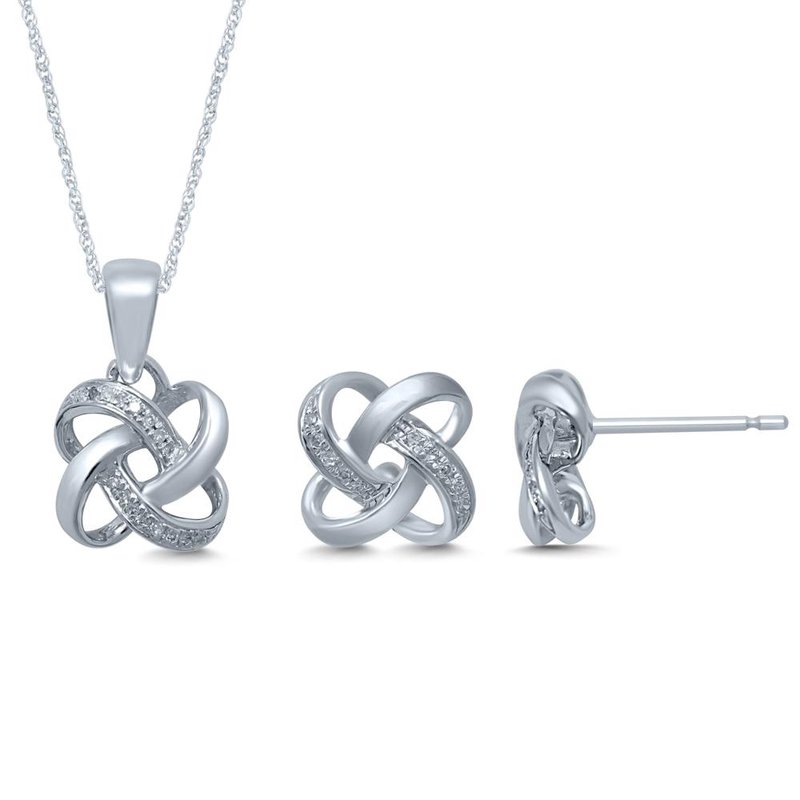 14K 0.07Ct Diamond Earring Pendant Set