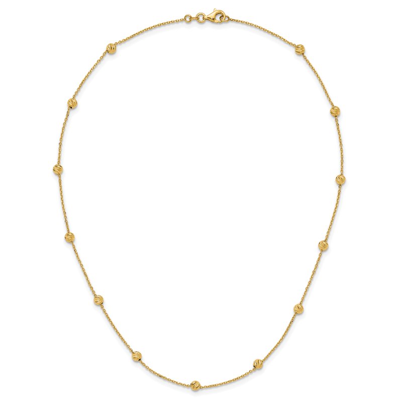 14K Diamond-cut Beads 17 inch Station Necklace