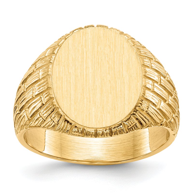 14k 12.0x15.0mm Closed Back Mens Signet Ring