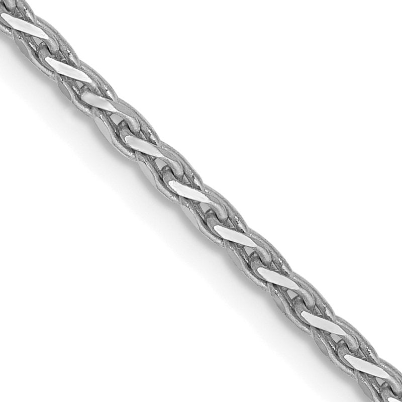 14K White Gold 10 inch 1.6mm Diamond-cut Parisian Wheat with Lobster Clasp Anklet
