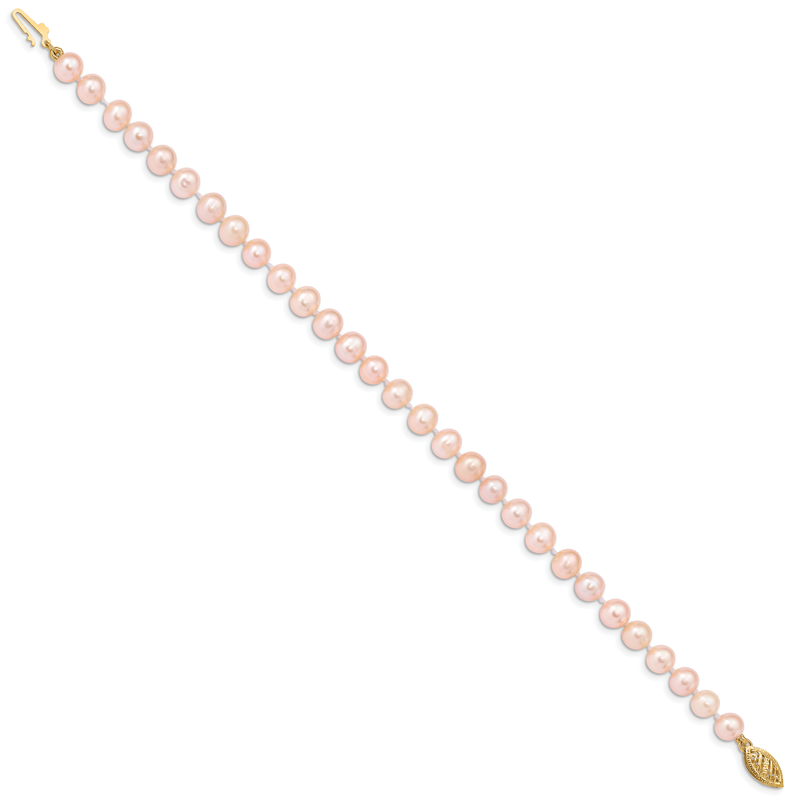 14k 5-6mm Pink Near-Round Freshwater Cultured Pearl 16 inch Necklace