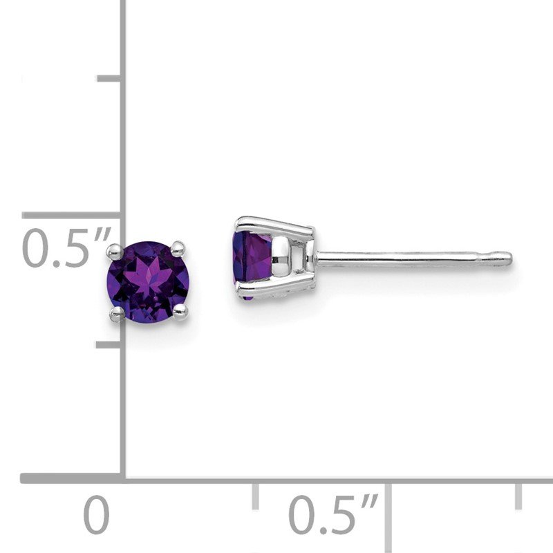 14k White Gold 4mm Round Amethyst Post Earrings