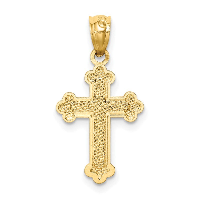 14k Gold Polished Small Budded Cross Charm